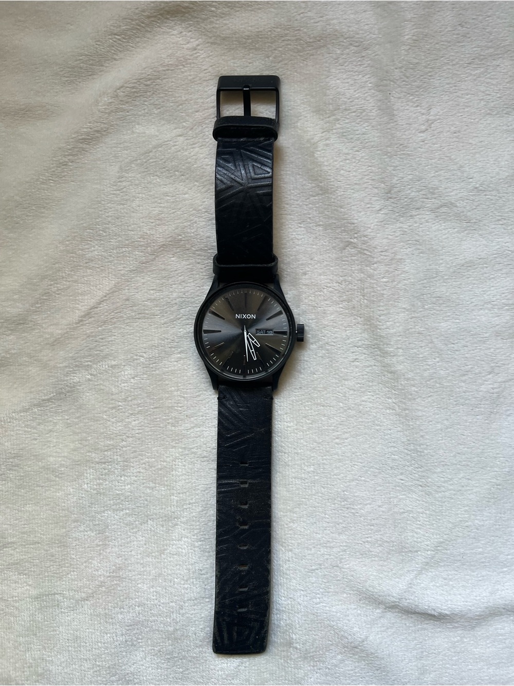 Nixon Women’s Black The Sentry Watch with Textured Strap